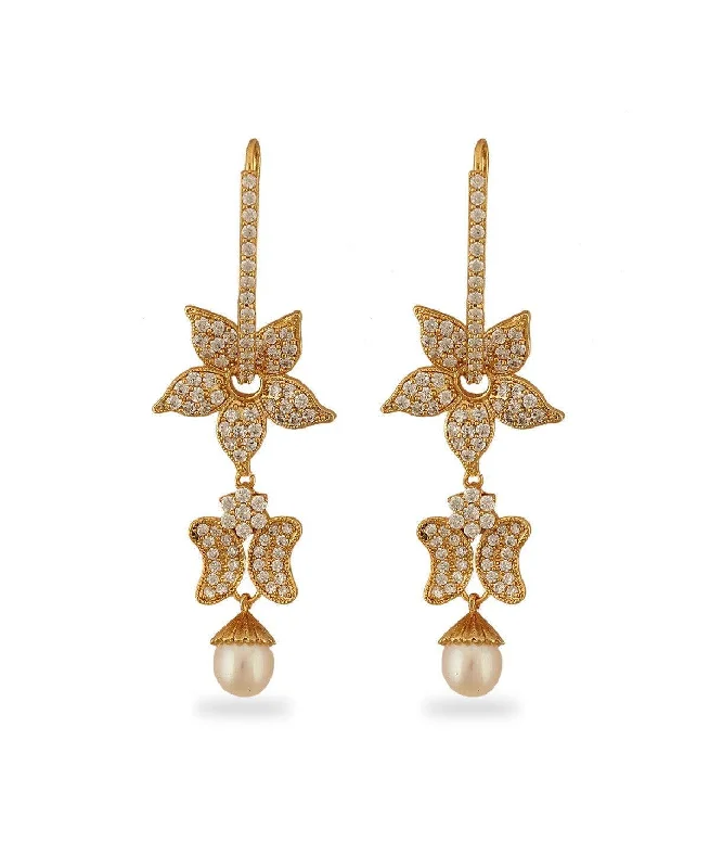 women gold-plated earrings -Gorgeous Pearl hanging Earrings