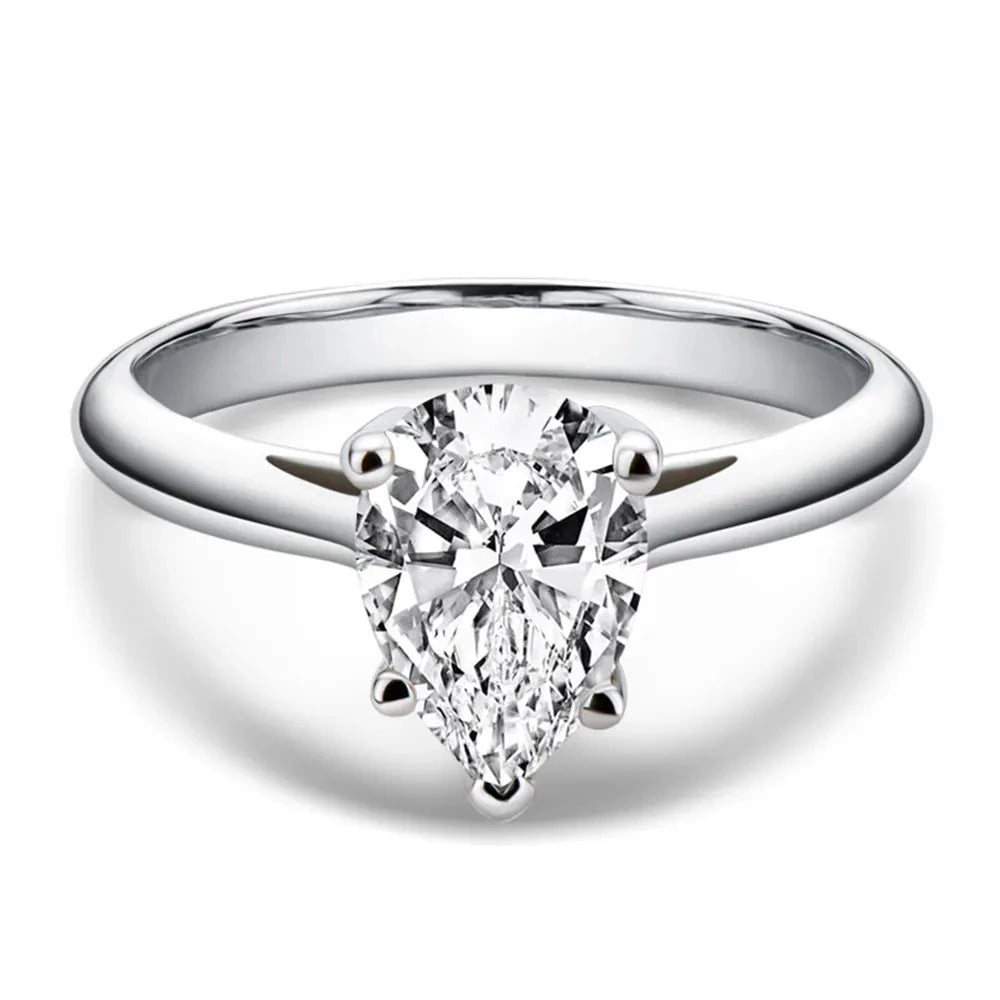 oval engagement rings -2.0 Ct Pear Cut Diamond Solitaire Engagement Ring