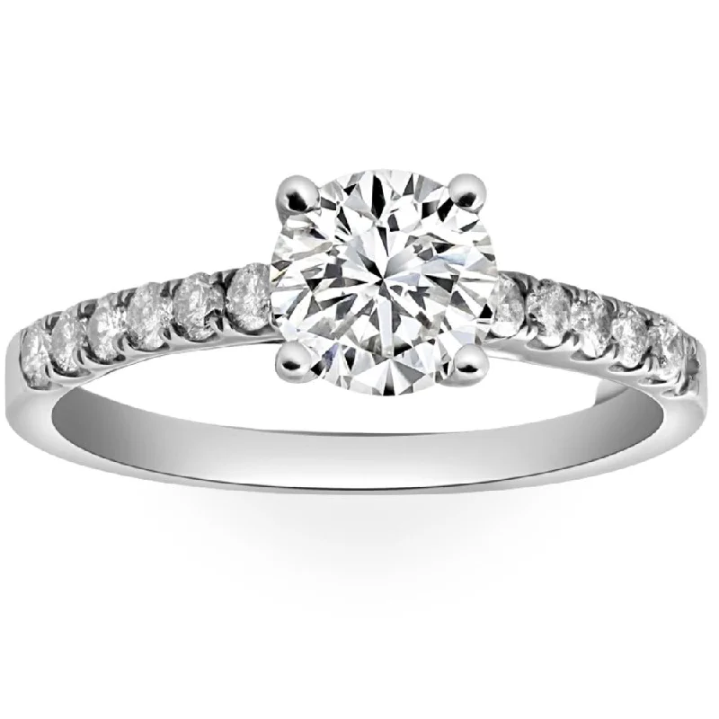 simple engagement rings -1 3/4Ct Round Cut Lab Grown Diamond Engagement Ring in 10k White Gold