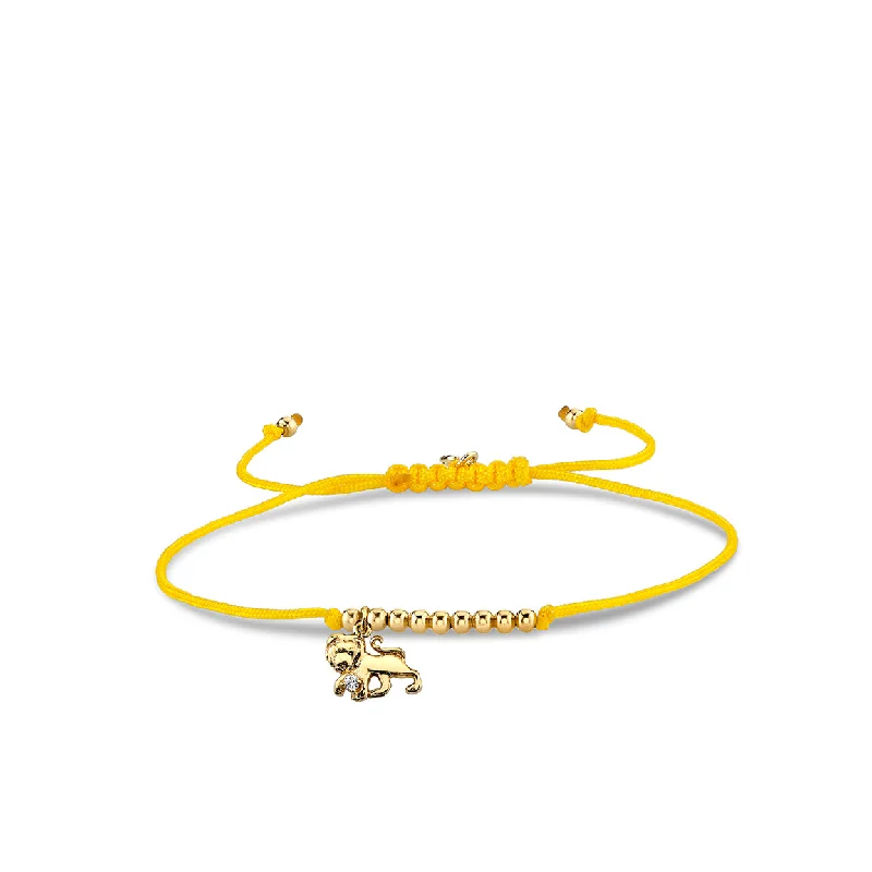 Gold & Diamond Tiny Leo Zodiac Cord Bracelet