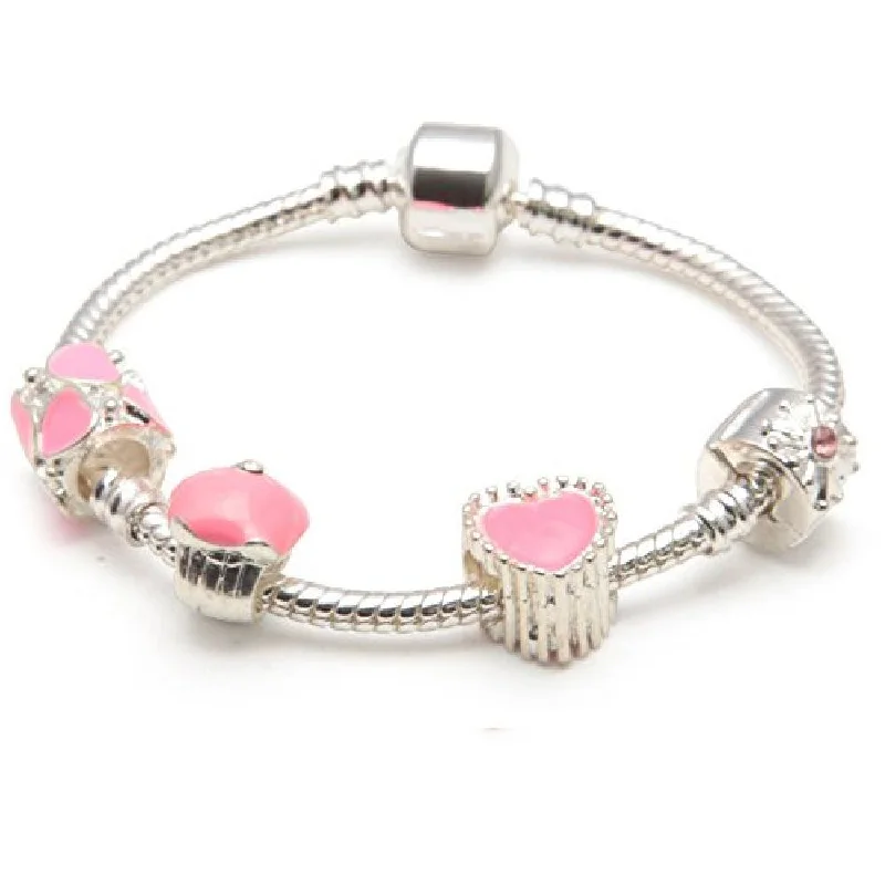 Children's 'Love and Kisses' Silver Plated Charm Bead Bracelet