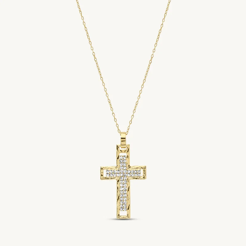 women gold necklaces -Magneta Cross Pendant Necklace