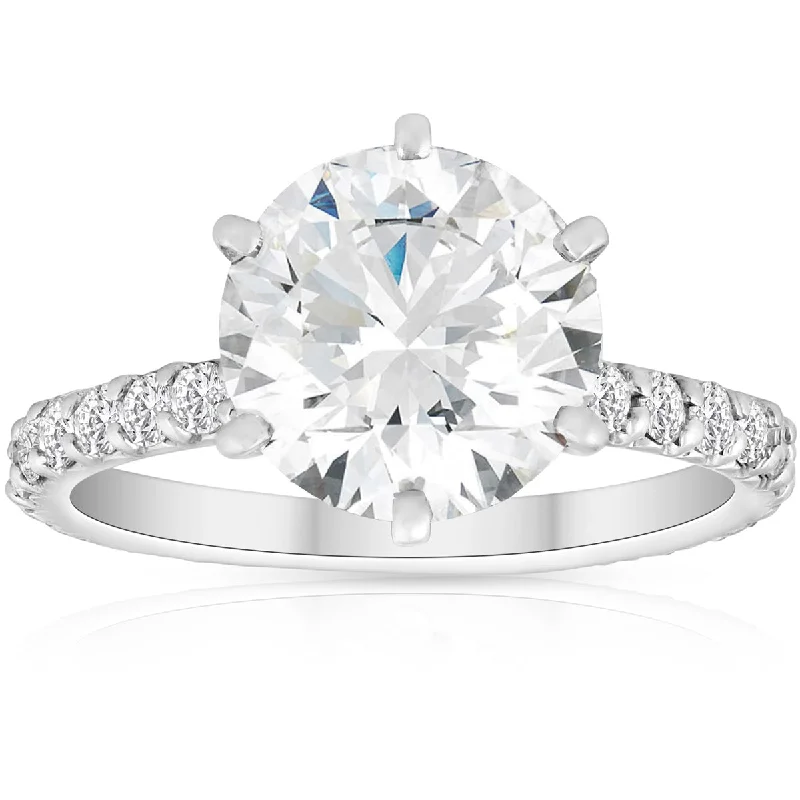 elegant engagement rings -3 3/4 Ct Diamond Engagement Ring 14k White Gold