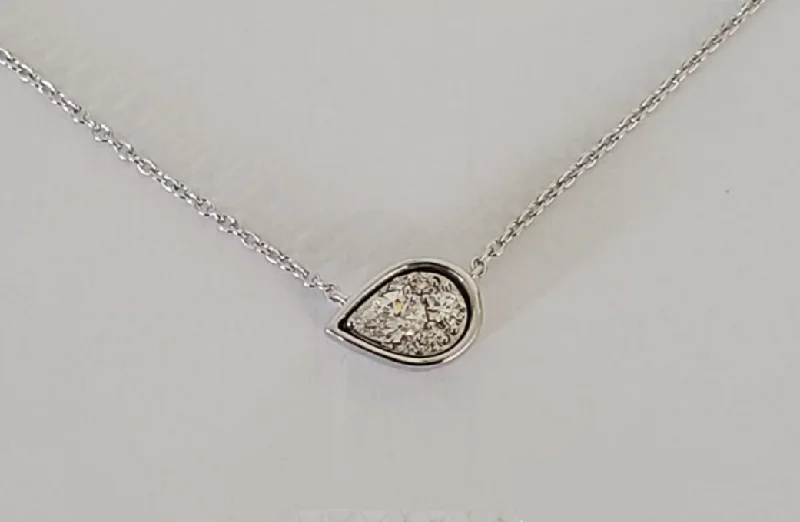 women art deco necklaces -14kt White Gold East-West Set Pear Shaped Diamond Necklace