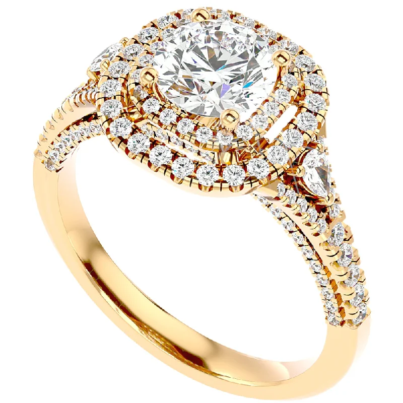 wedding ring and engagement ring sets -1 3/4Ct Diamond & Moissanite Halo Engagement Ring in 10k Gold