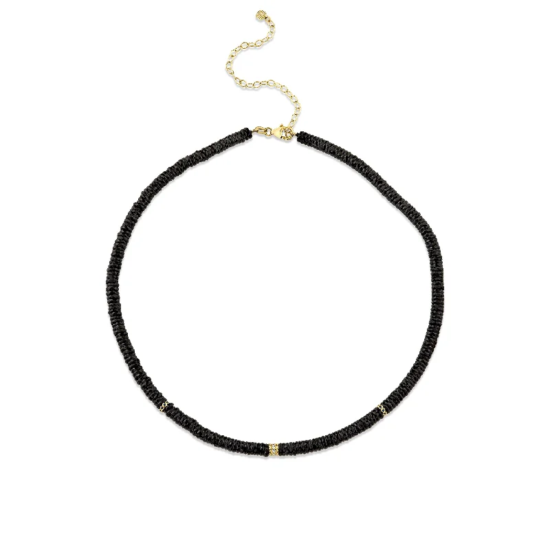 women luxury gold necklaces -Gold & Diamond Multi-Rondelle Black Spinel Necklace