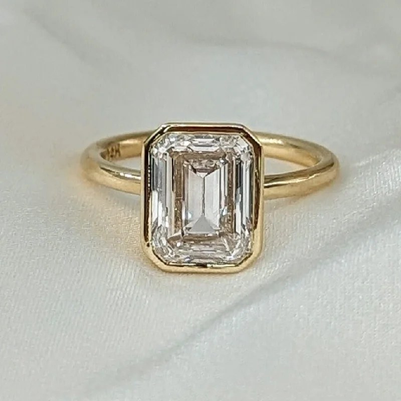 contemporary engagement rings -14k Solid Gold 3.0 Ct Emerald Cut Diamond Engagement Ring