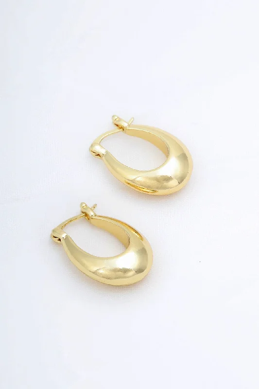 women bohemian earrings -Gold Drop Hoop Earrings