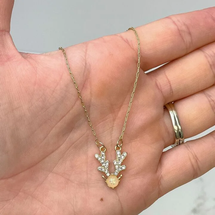 women birthstone pendant necklaces -Reindeer Opal Pendant Necklace