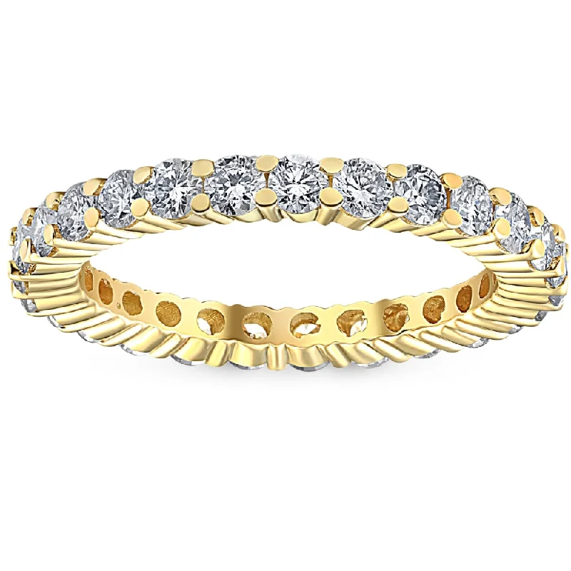 round diamond engagement rings -1 1/2 Ct Diamond Eternity Ring 14k Yellow Gold Lab Grown