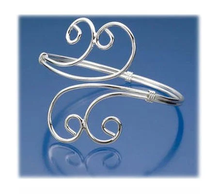 Curlique Bypass Silver Plated Bangle Bracelet