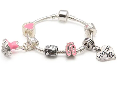 Children's Princess 'Love To Dance' Silver Plated Charm Bead Bracelet