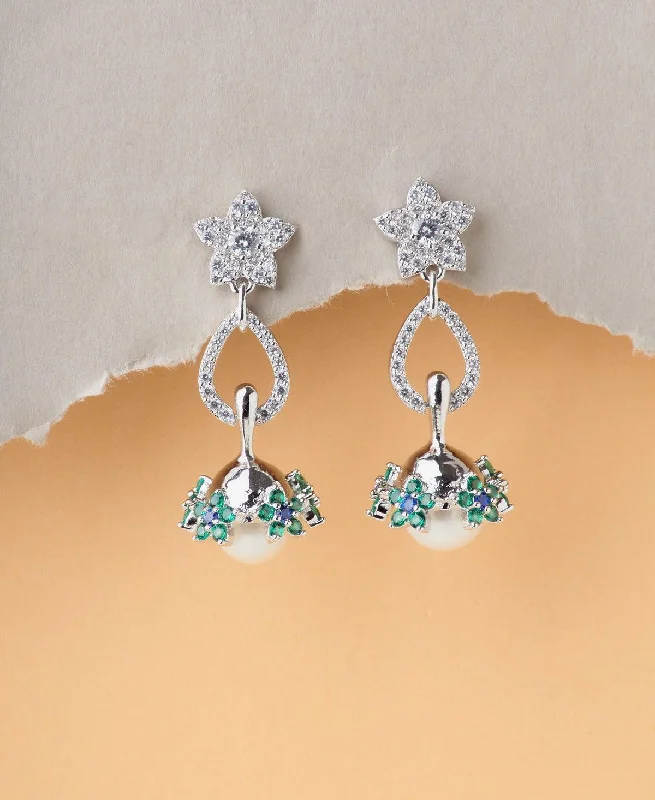 women heart-shaped earrings -Floral Real Pearl Jhumki Earring