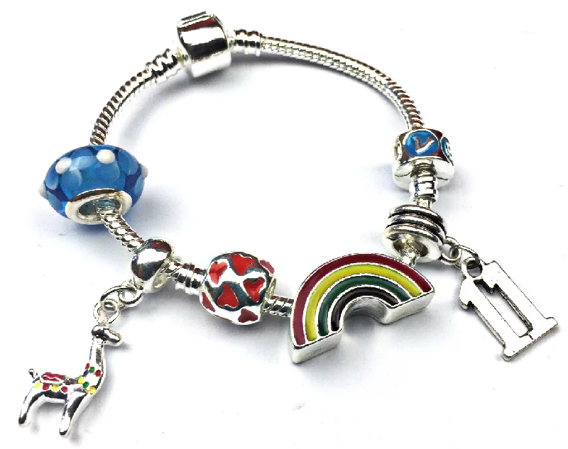 Children's 'Lovely Llama 11th Birthday' Silver Plated Charm Bead Bracelet