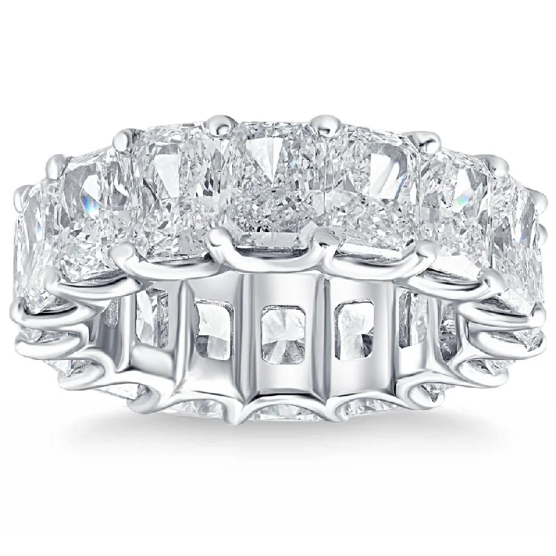 cushion diamond engagement rings -11 1/2Ct TW Radiant Cut Diamond Eternity Ring 14k Gold or Platinum Lab Grown