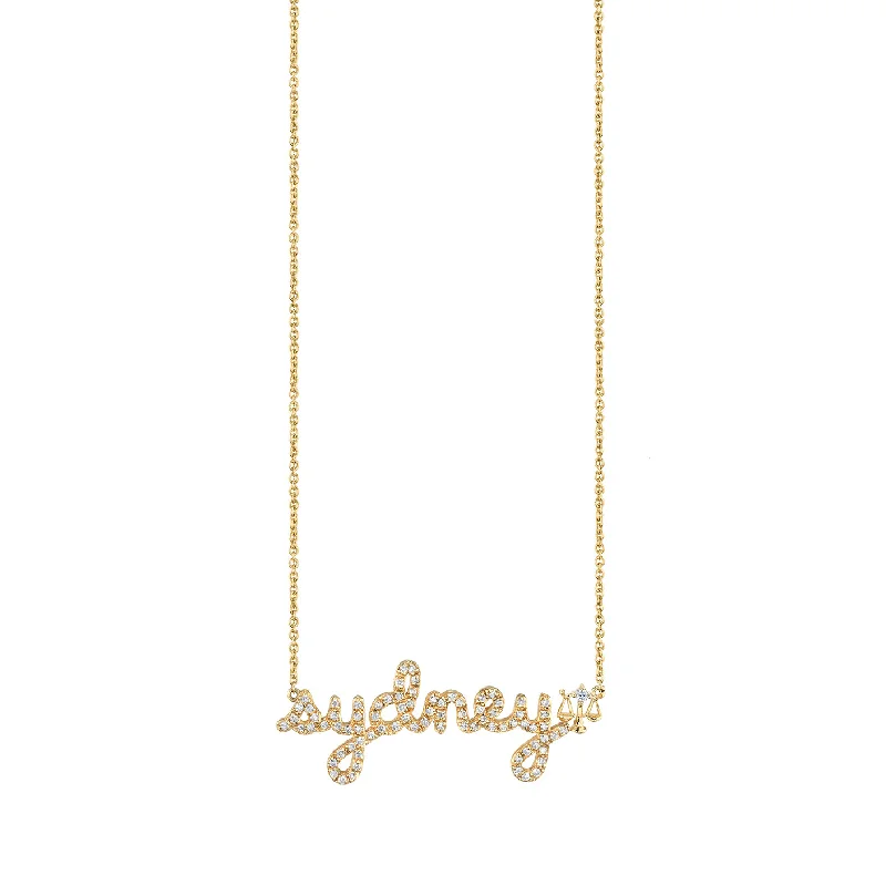 women jade necklaces -Gold & Diamond Small Custom Script Libra Zodiac Necklace