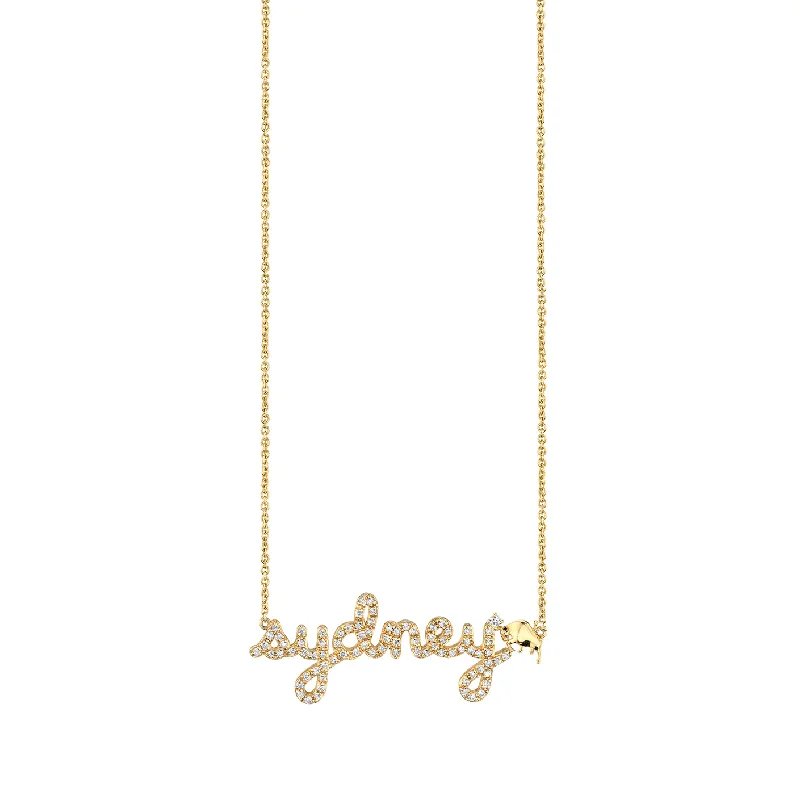 women infinity loop necklaces -Gold & Diamond Small Custom Script Taurus Zodiac Necklace