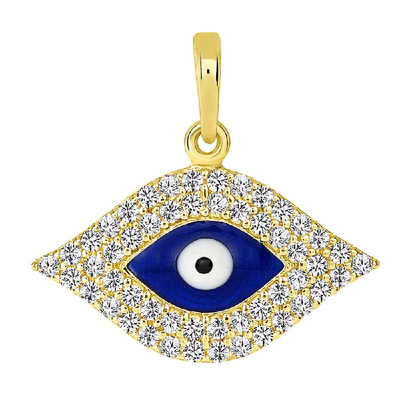 women elegant necklaces -14k Yellow Gold CZ Elegant Evil Eye Protection Pendant