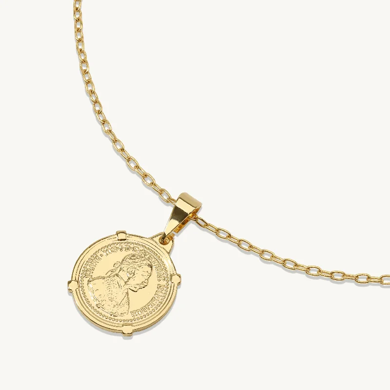 women layered gold necklaces -Clara Coin Pendant Necklace