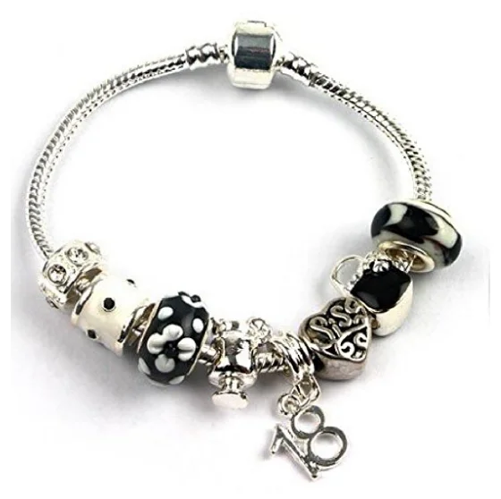 Teenager's Sis Sister 'Kitsch Couture' Age 13/16/18 Silver Plated Charm Bead Bracelet