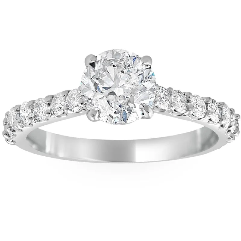 men engagement rings -Platinum 1 1/4 Ct TDW Round Round Cut Diamond Engagement Ring