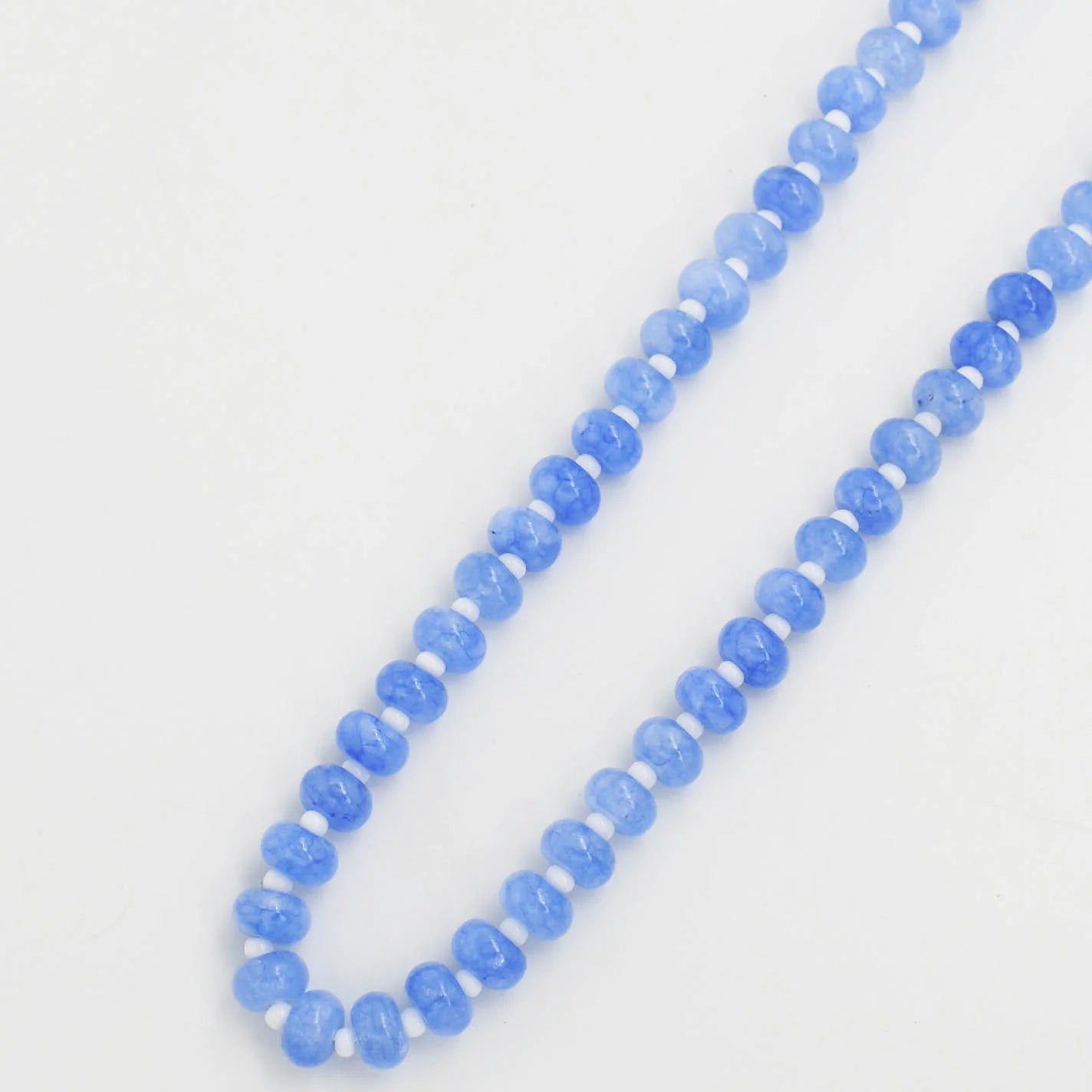 women natural stone necklaces -Blue and White Smooth Gemstone Necklace