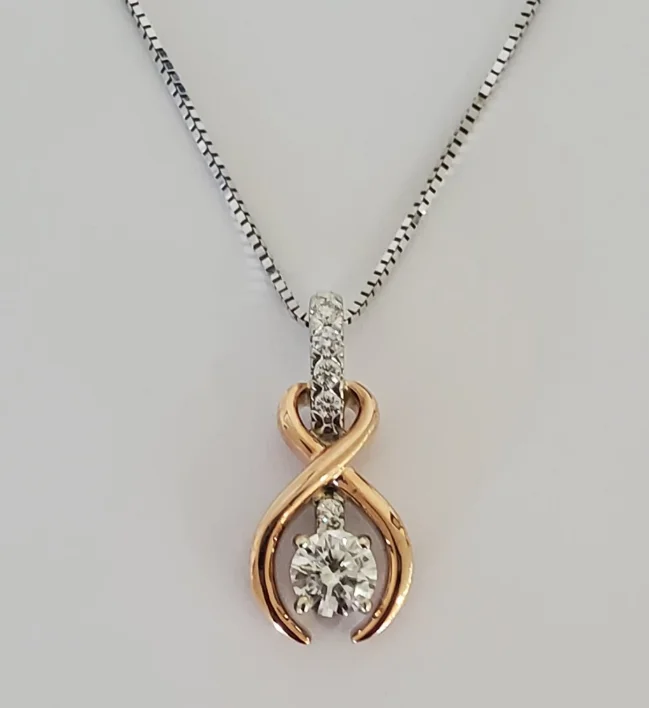 women personalized necklaces -14kt Rose Gold and White Gold Diamond Pendant