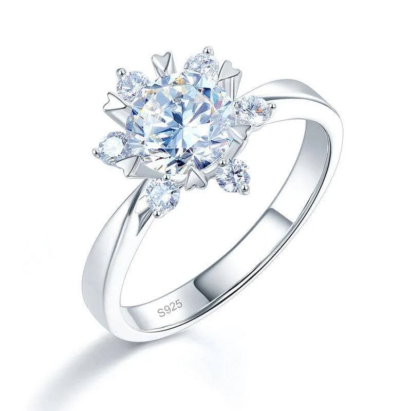 elegant engagement rings -1ct Flower Round Diamond Ring