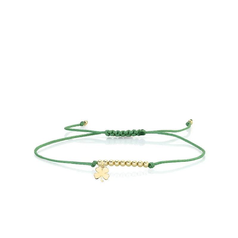 Pure Gold Tiny Clover Cord Bracelet