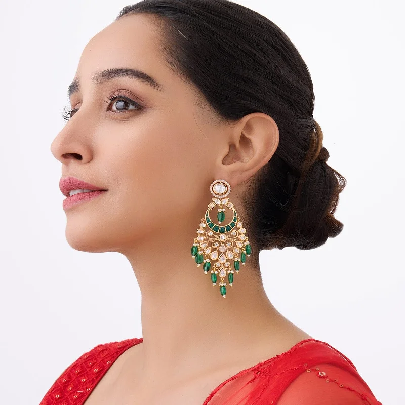 women silver drop earrings -Kundan Earring 164031