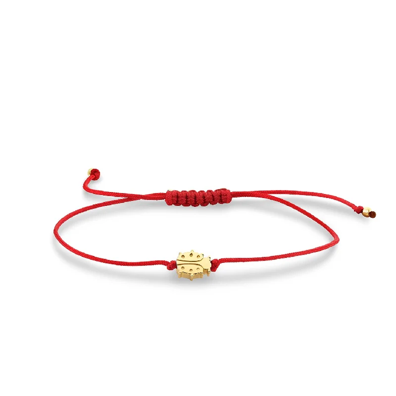 Pure Gold Tiny Ladybug Bead Cord Bracelet