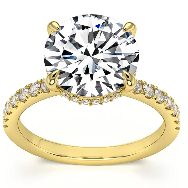 romantic engagement rings -3 1/2Ct Diamond Engagement Ring Side Halo14k White Yellow or Rose Gold Lab Gold