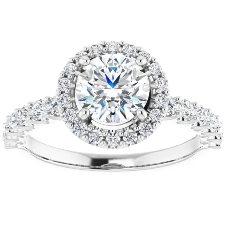 vintage engagement rings -1 3/4Ct Halo Diamond Engagement Ring 14k White Gold