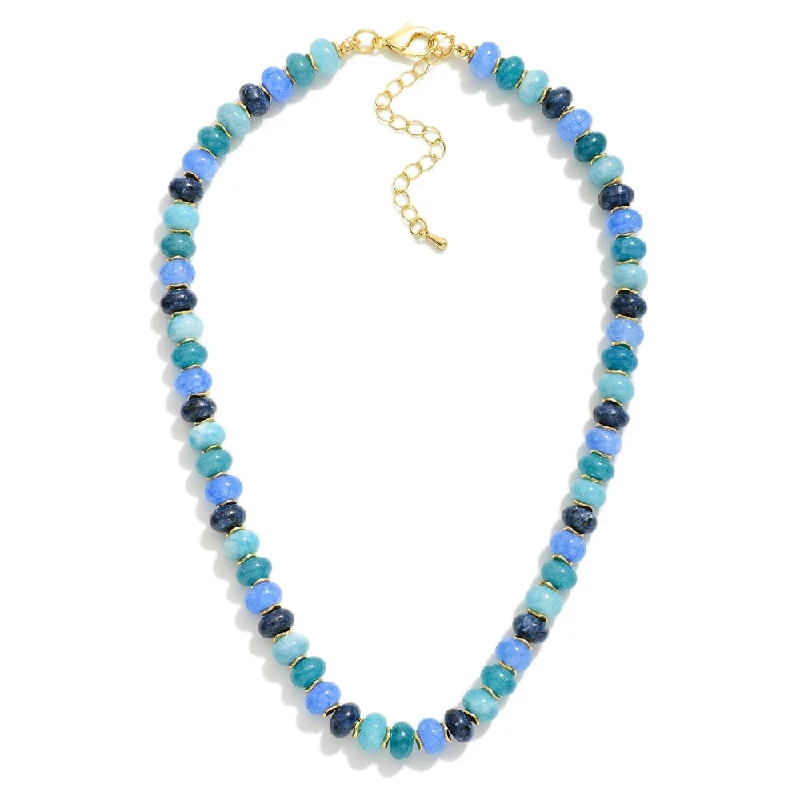 women fashion necklaces -Natural Stone Beaded Necklace - Blue