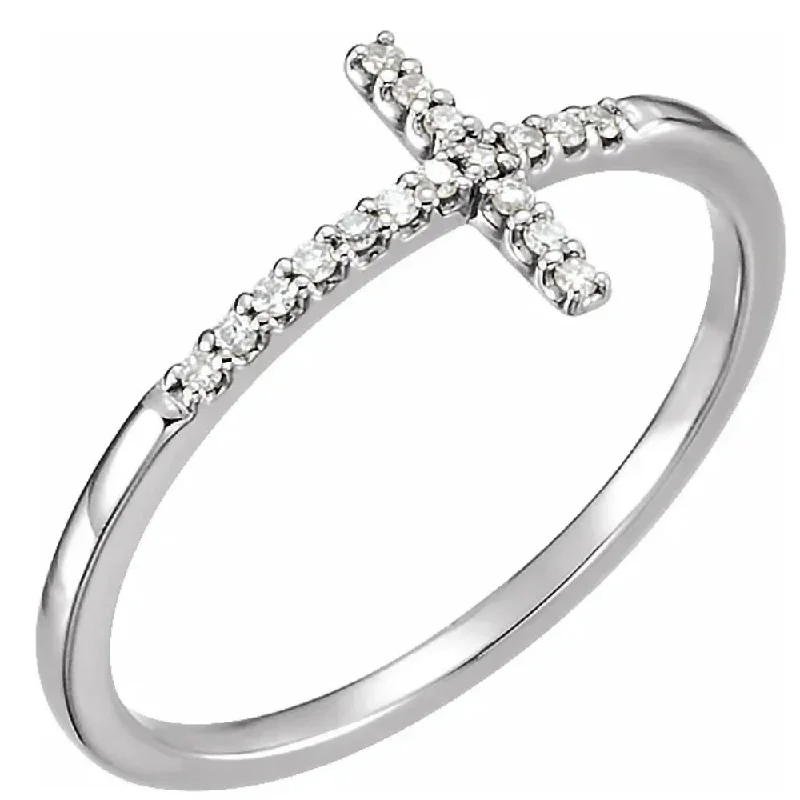 men engagement rings -White Gold Sideways Cross Diamond Ring