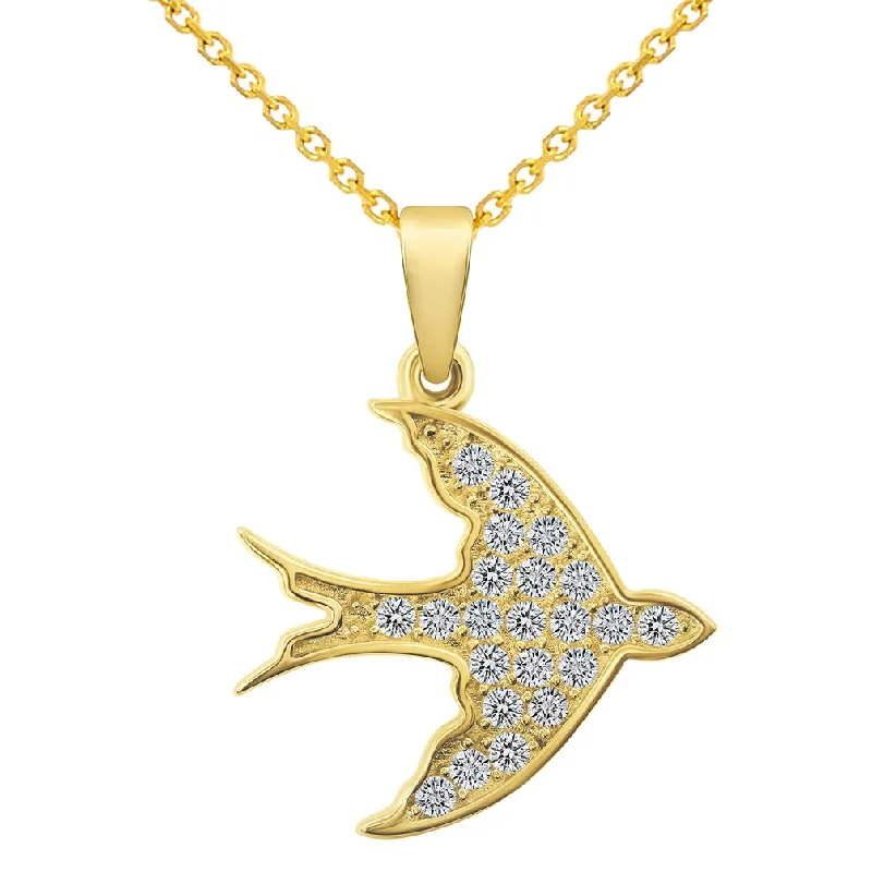 women friendship necklaces -14k Yellow Gold Flying Swallow Bird Animal Pendant Necklace