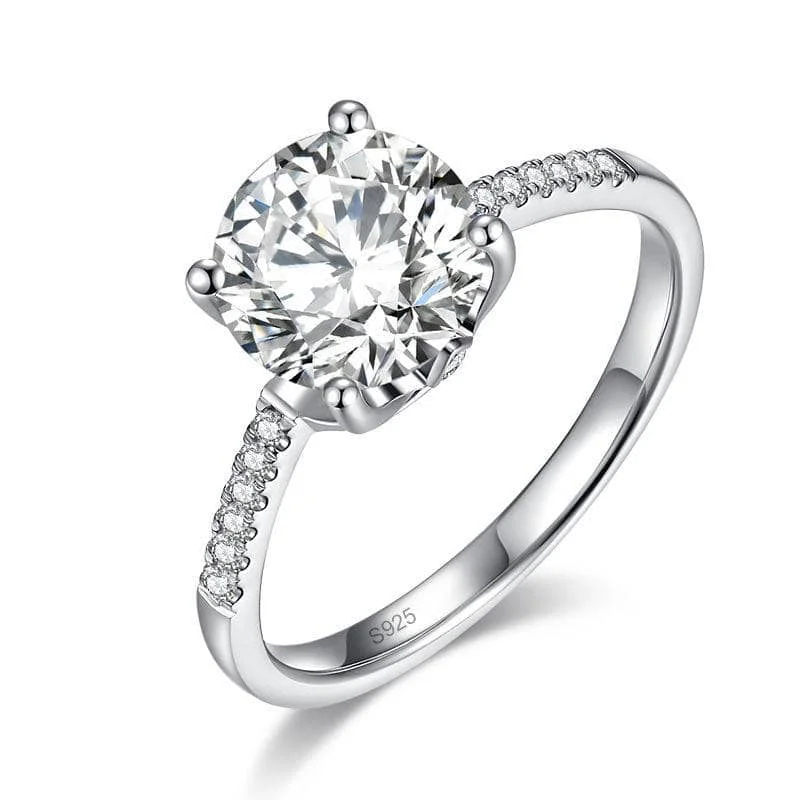 engagement rings with side stones -2ct Round Cut Diamond Ring