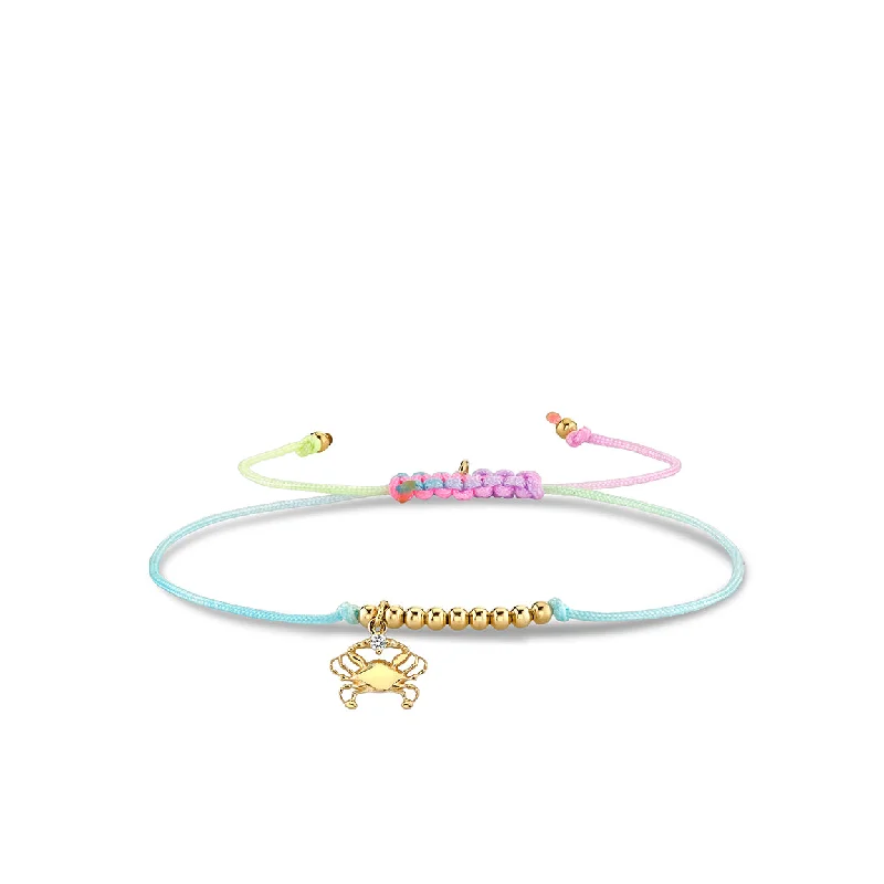 Gold & Diamond Tiny Cancer Zodiac Cord Bracelet