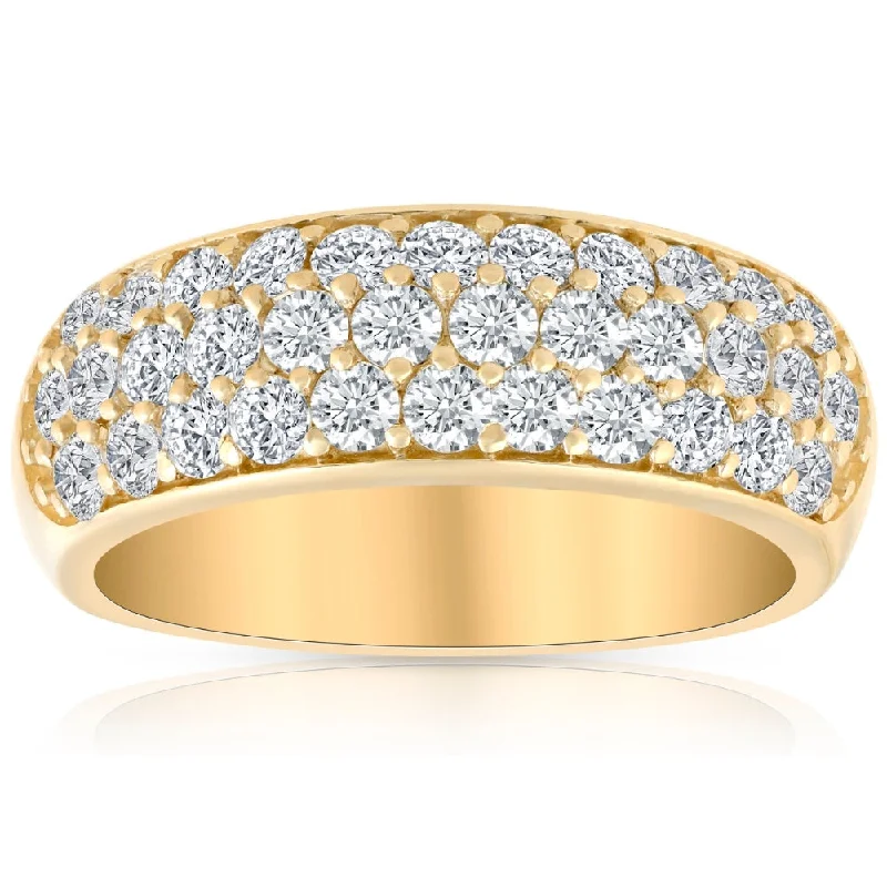 white gold engagement rings -1 3/4Ct Pave Diamond Lab Grown Wedding Anniversary Ring 14k Yellow Gold