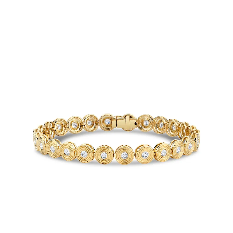 Gold & Diamond Small  Fluted Tennis Bracelet