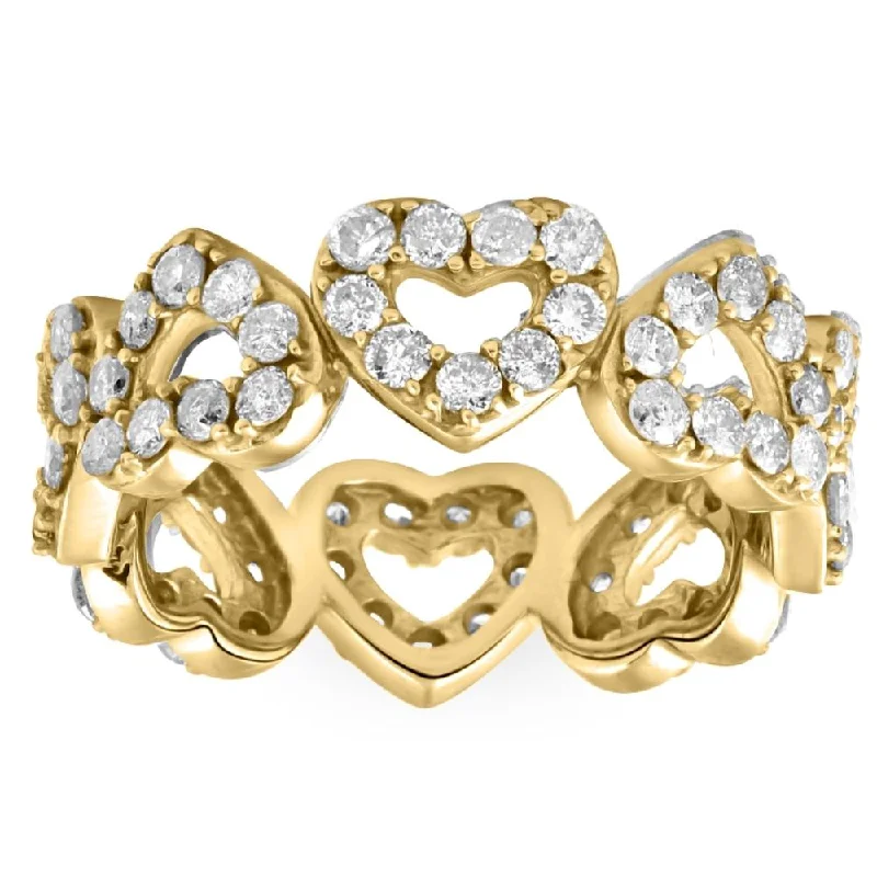 round diamond engagement rings -1 1/2Ct Diamond Heart Shaped Eternity Ring in White, Yellow, or Rose Gold