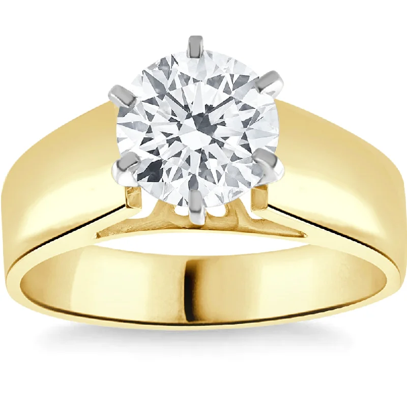 budget-friendly engagement rings -2Ct Round Moissanite Solitaire Engagement Ring 14k Yellow Gold