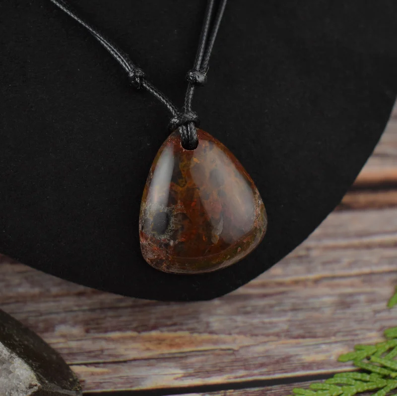 women rose gold necklaces -Red Moss Agate Focal Pendant Necklace