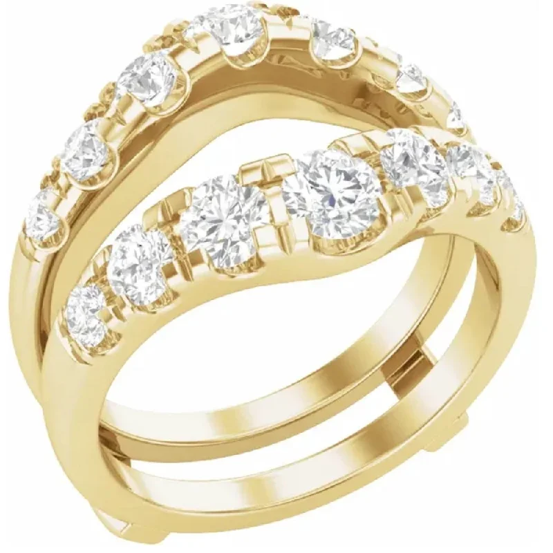 romantic engagement rings -2ct TW Diamond Wedding Guard Band Insert Engagement Ring 14k Gold Lab Grown