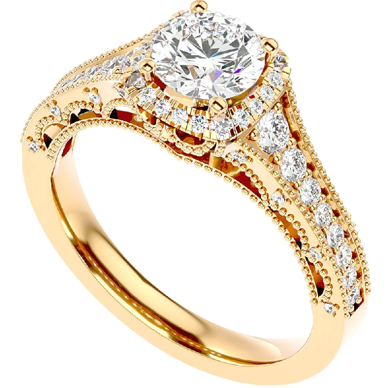 simple platinum engagement rings -1 3/4Ct Diamond & Moissanite Halo Engagement Ring in 10k Gold