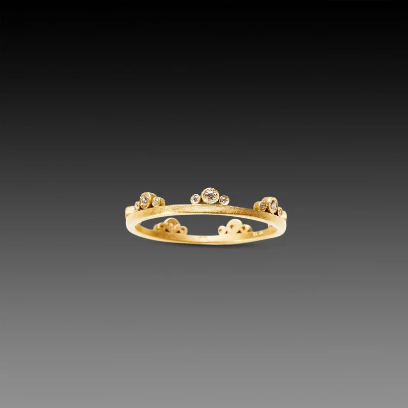 women rose gold rings -Diamond Side Trios Band