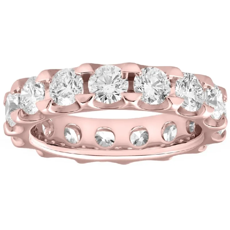 halo diamond engagement rings -5Ct Diamond Eternity Ring in 10k Rose Gold Lab Grown