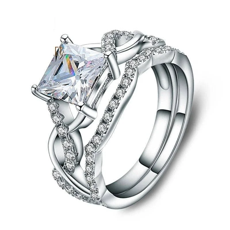 black diamond engagement rings -Princess Cut Created Diamond Ring Set - Black Diamonds New York