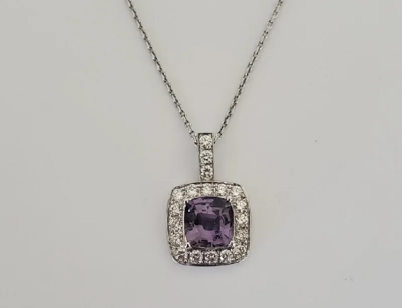 women short necklaces -18kt White Gold Purple Sapphire and Diamond Pendant