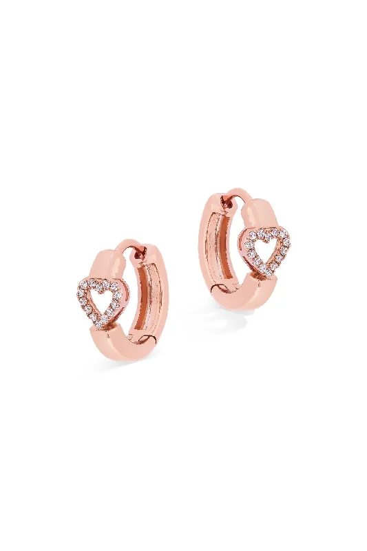 women elegant earrings -Love Heart Earrings in Rose Gold